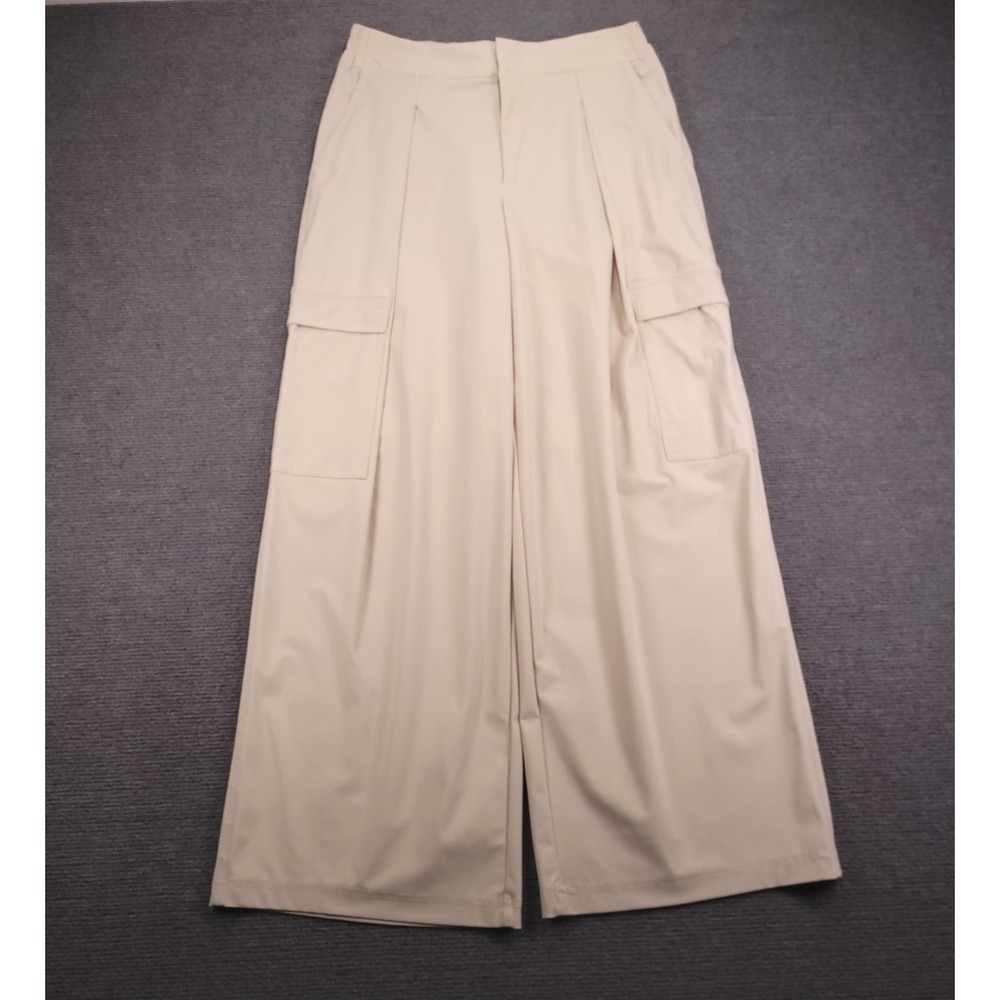 ATHLETA Pants Size 10 Pinnacle High Rise Cargo Trouser Ecru Tan/Beige